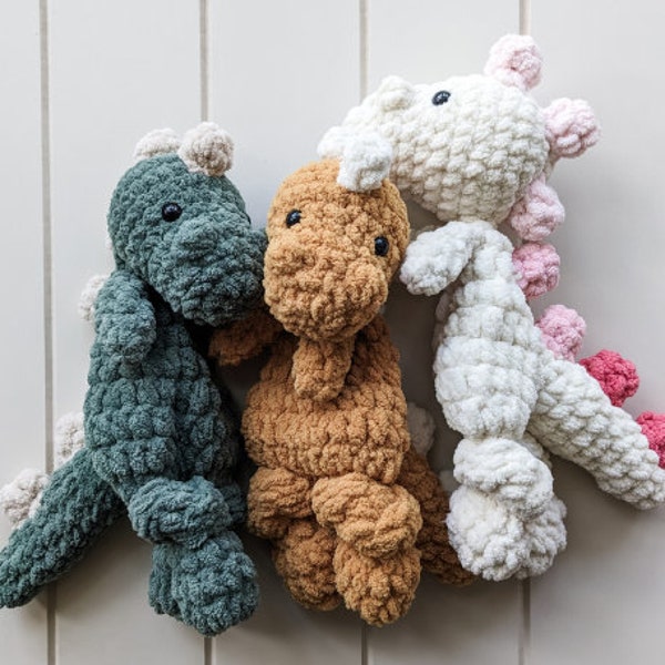 READY TO SHIP Mini Dino Loveys / Crochet Comforter / Snugglers / Bohasaurus