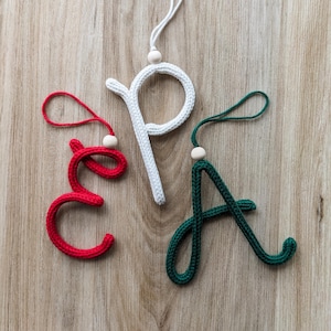 Knitted Wire Letter| Christmas Decorations | Tree Ornament | Nursery Decor | Custom Yarn Words | Handmade Wall Hanging Sign