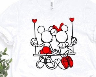 Mickey and Minnie Swing Unisex Shirt/Valentine Mickey and Minnie Shirt/Cute Valentine Shirt/Mickey and Minnie shirt/Mickey and Minnie Hearts