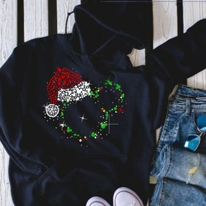 Mickey or Minnie Santa Hat Unisex Sweatshirt/Mickey or Minnie Christmas Sweatshirt/Mickey Santa Hat/Minnie w/ Bow and Santa Hat/Disney Trip