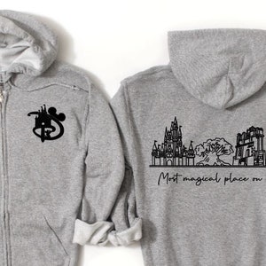 Most magical place on earth Zip Hoodie Sweatshirt/Cute Mickey Hoodie/Disney Castle Hoodie/Disney Trip Hoodie/Disney four parks/Disney Magic