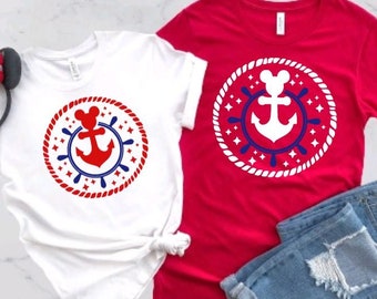 Disney Cruise Mickey Anchor and Rope Red, White and or Blue Shirt/Matching Disney Cruise Shirt/Disney Cruise Shirts/Disney Cruise 2024