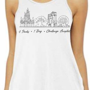 4 Park 1 Day Challenge Accepted Tank Top/Disney World 4 park design/Magic Kingdom/Animal Kingdom/Epcot/Hollywood Studios/Park Hop Disney tee