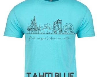 Most Magical Place on Earth Unisex Shirt/Sketched Disney Parks/Cinderella Castle Epcot Hollywood Tower Hotel Tree of Life shirt/Disney Trip