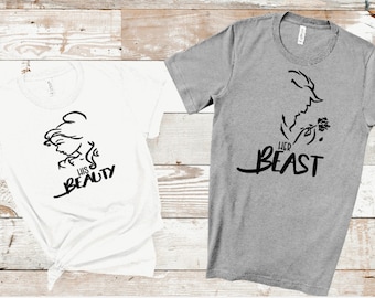 His Beauty, Her Beast Matching Unisex T-Shirt/Disney Couples Shirt/Belle and Beast Shirt/Matching Disney Shirts/Beauty and the Beast Shirts