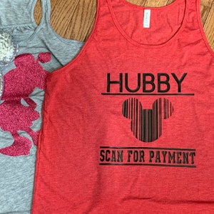 Escaneo de marido, esposo o papá escanean para el pago Mickey Men&#39;s Tank o Muscle Shirt, Disney Dad Shirt, Disney Scan for Payment shirt, Trip Tank