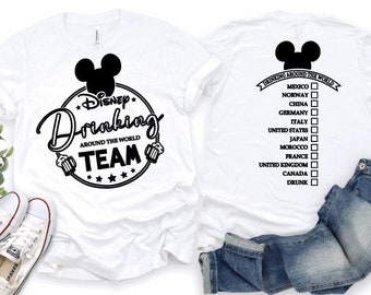 Koszulka unisex z motywem Myszki Miki lub Minnie Disney Drinking Team/Koszulka do picia Disney/Koszulka do picia Epcot/Koszulka World Showcase/Jedzenie i wino Epcot