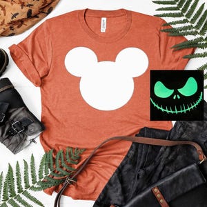 Mickey Head Glow in the Dark Jack Skellington Face/ Glow in Dark Shirt/Disney Shirt/Disney Halloween/Mickey&#39;s Not so scary Halloween