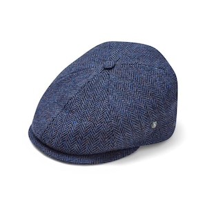 City Sport - Donegal Tweed 6 Piece News Boy Cap - Blue Narrow Herringbone 4741