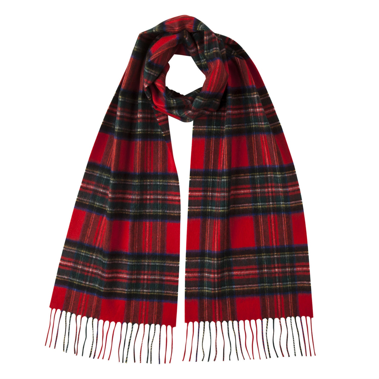 Écharpe Cachemire Écosse Laine Tartan Unisex – Fond Noir, Top Qualité, Beige/blanc