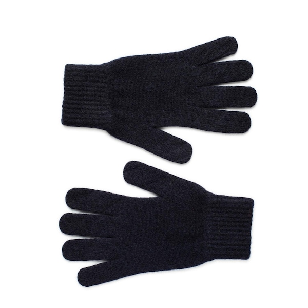 Gants bleu marine | Gants en laine pour hommes | Gants d'hiver chauds | Gants pour lui | Gants en laine unie pour hommes | Munro | Gants de Noël | Lomond