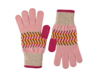 Patterned Ladies Wool Gloves | Festive Gloves for Women | Winter Xmas Gloves | Patterned Gloves | Corra | Lomond Lambswool