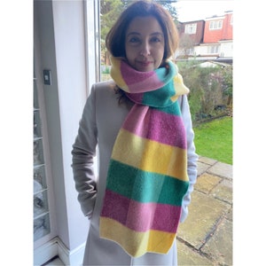 Lambswool Checked Scarf: Colorful Winter Scarf, Made in Scotland