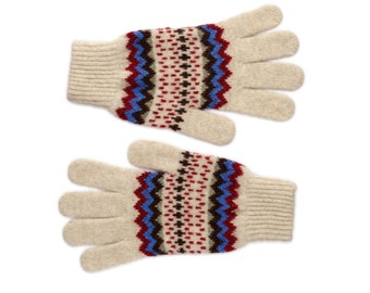 Fairisle Gemusterte Weihnachtshandschuhe | Weihnachtshandschuhe für Frauen | Festliche Handschuhe für Sie | Reine Wolle Gemusterte Handschuhe | Hoffnung | Lomond Lammwolle