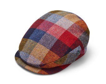 City Sport - Extended Peak - Donegal Tweed Flat Cap - Red Navy Check 4747