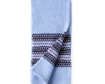 Bufanda de invierno de punto para mujer - Bufanda navideña con estampado Fairisle - Pura lana de cordero - Fabricada en Escocia - Morar