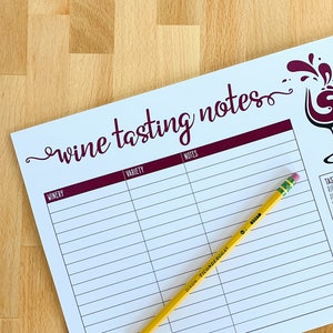 Wine Tasting Notepad