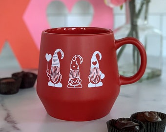 Red Ceramic Mug—Valentine Love Gnomes (Dishwasher & Microwave Safe)