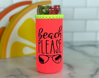 Summer Deluxe Neoprene for Slim Cans—Beach Please