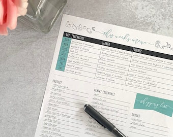 Shopping List Notepad and Meal Planner