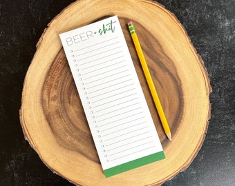 Magnetic Shopping List Notepad—Beer and Shit