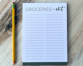 Magnetic Shopping List Notepad—Groceries and Shit