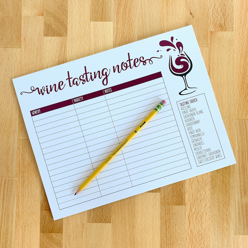 Winre Notepad Wine Tasting Notepad - Etsy
