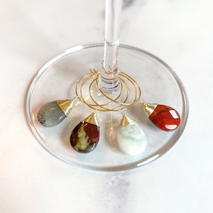 Wine Glass Charms—Assorted Stone Charms (Set of 4)