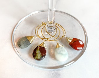 Wine Glass Charms—Assorted Stone Charms (Set of 4)