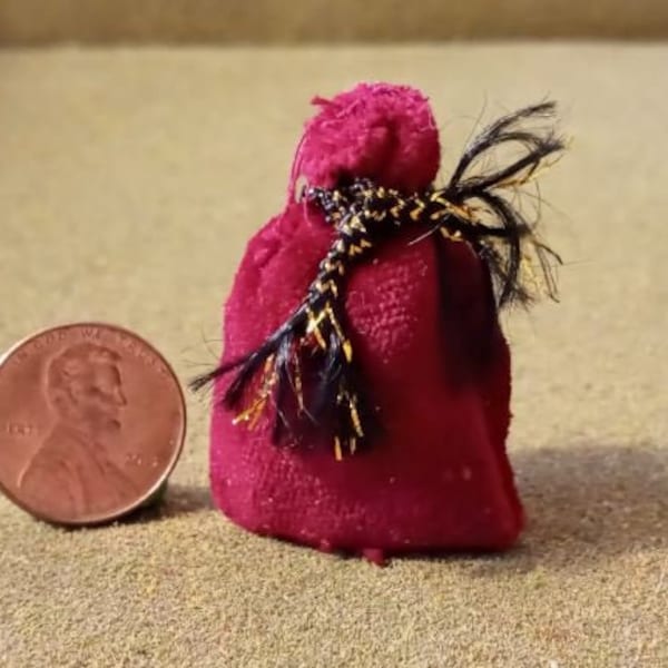 Miniature Santa's Toy Bag Crushed Red Velvet for your Lemax Dept 56 Spooky Town Halloween Village Display Dollhouse Fairy Garden Model RR