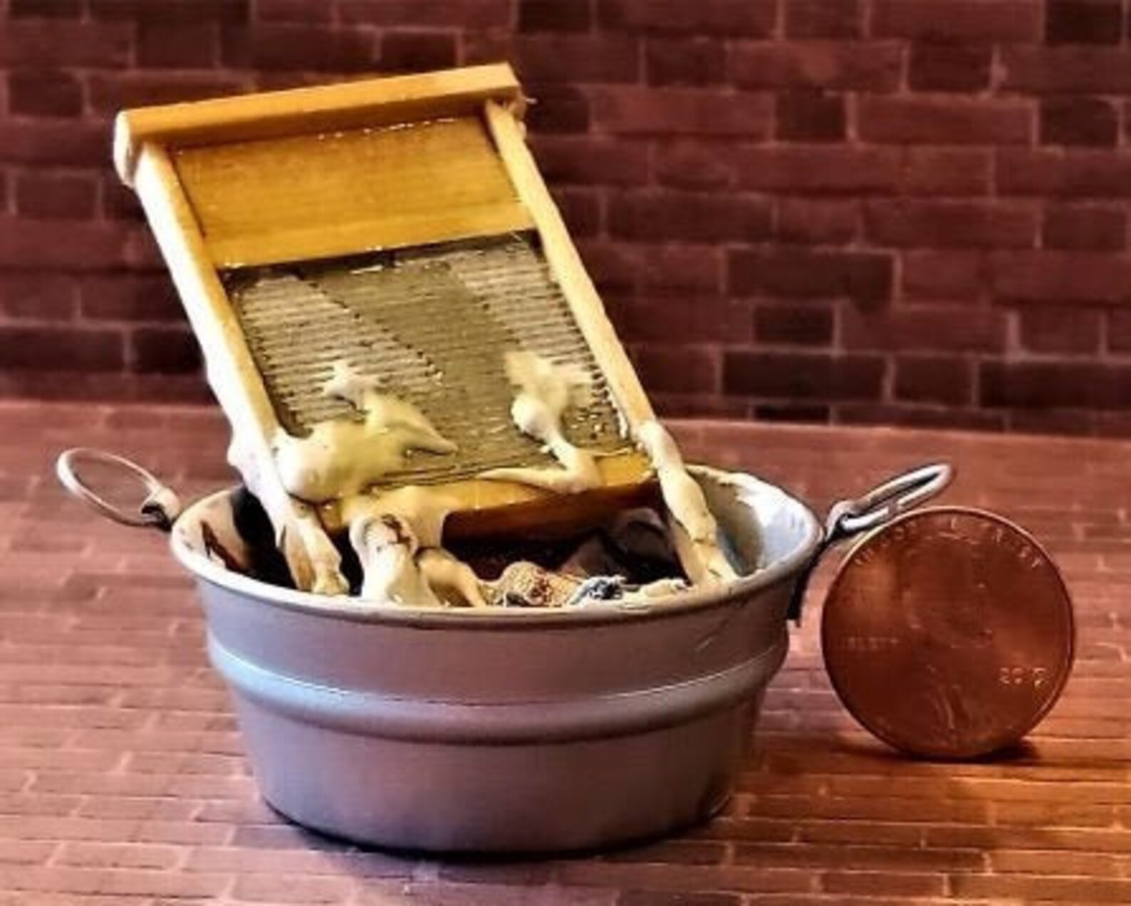 Miniature Wash Tub W/washboard and Clothes Mini for Your Lemax Etsy