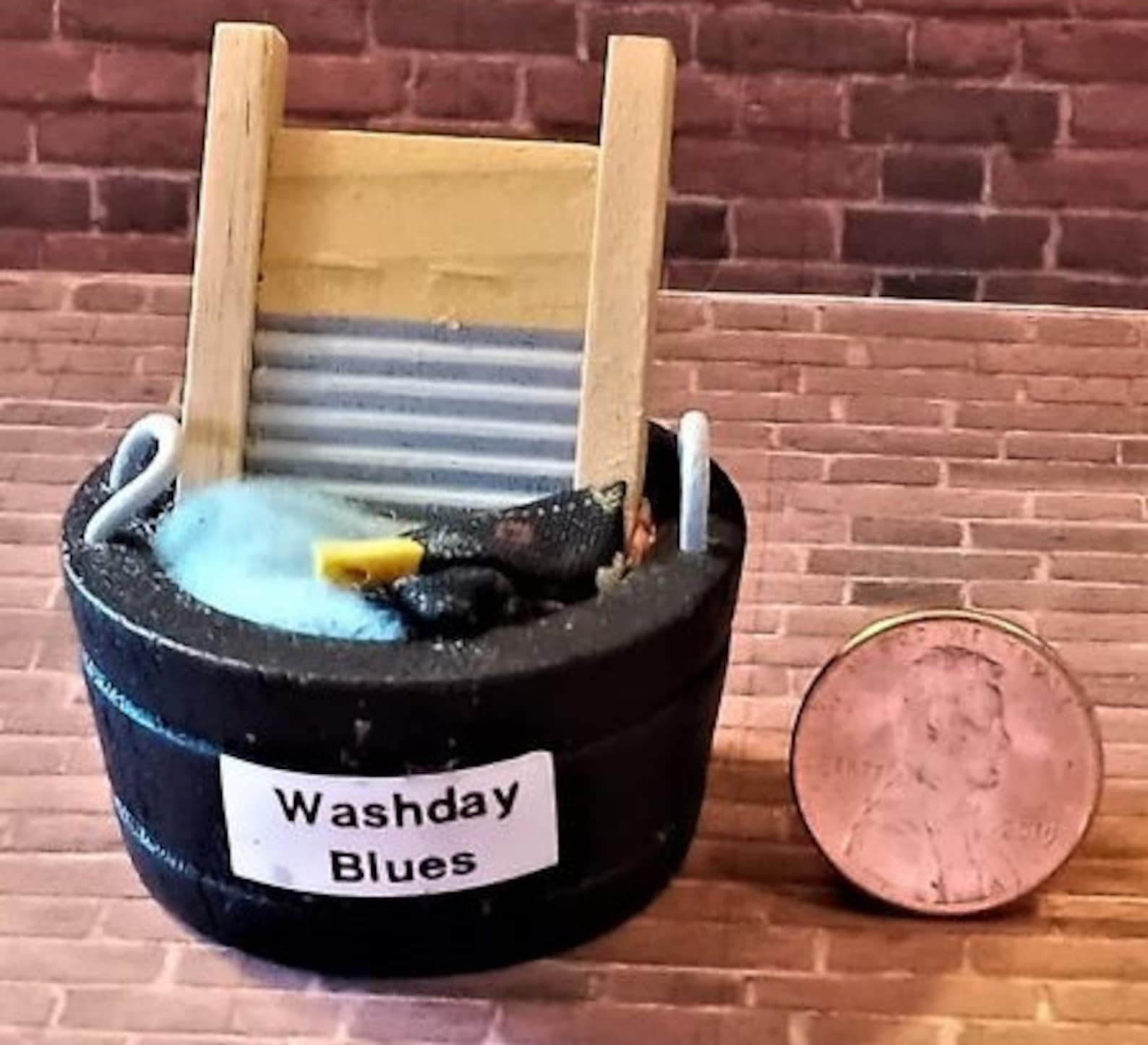 Miniature Wash Tub With Washboard and Clothes for Your Lemax Dept 56