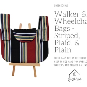 Walker & Wheelchair Bag - (Striped, Plaid, Plain)
