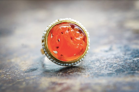 Victorian Ring | Vintage Carnelian Ring | Carnelia