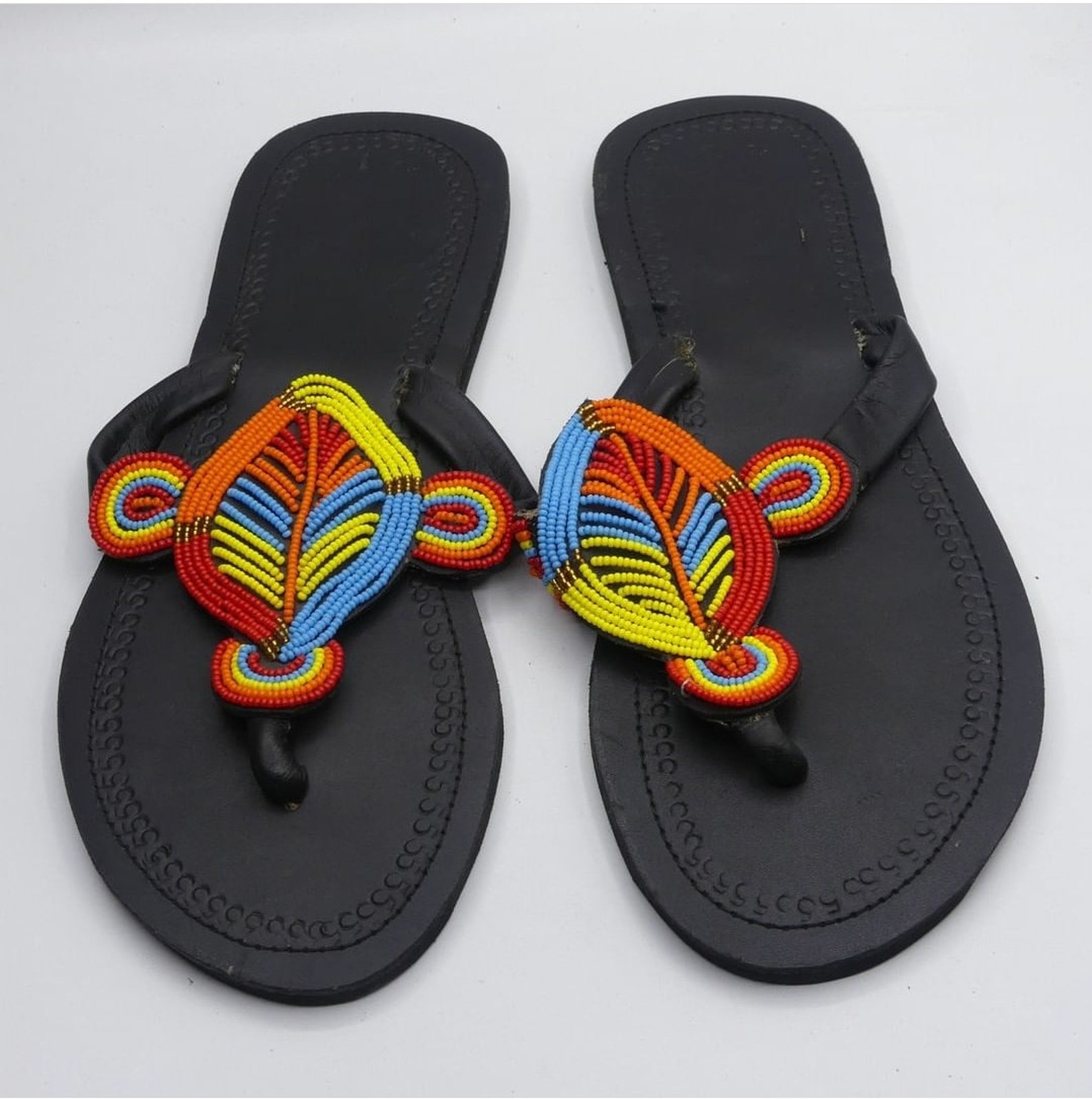 African leather masai Masaai handcrafted beaded sandals | Etsy