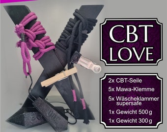 CBT Love- CBT Set mit Mawa-Klemmen, Wäscheklammern, Bondageseilen, Gewichten
