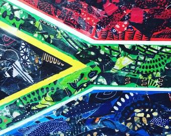 South African flag art mixed media collage