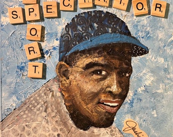 Jackie Robinson multimedia quote painting