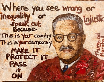 Thurgood Marshall multimedia quote painting