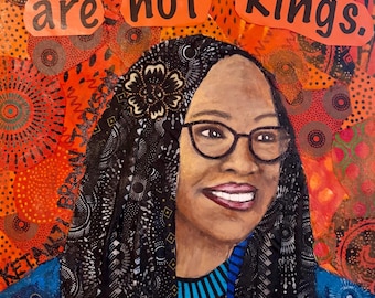 Ketanji Brown Jackson Portrait, Fabric and Acrylic on Wood