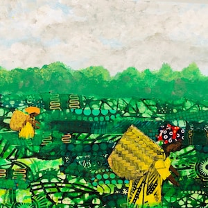Tea pickers Kenya wall art collage