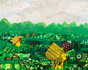 Tea pickers Kenya wall art collage