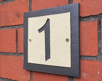 House Number 1 handmade ceramic sign, No.1, stoneware plaque, house address, clear signage, front door number, entrance decor, kerb appeal