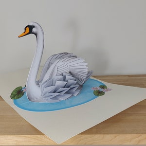 Pop Up Swan Card, 3D Swan Card, Pop Up Swan Birthday Card, 3D Swan Birthday Card, Pop Up Bird Card, 3D Birthday Card, Personalised Card