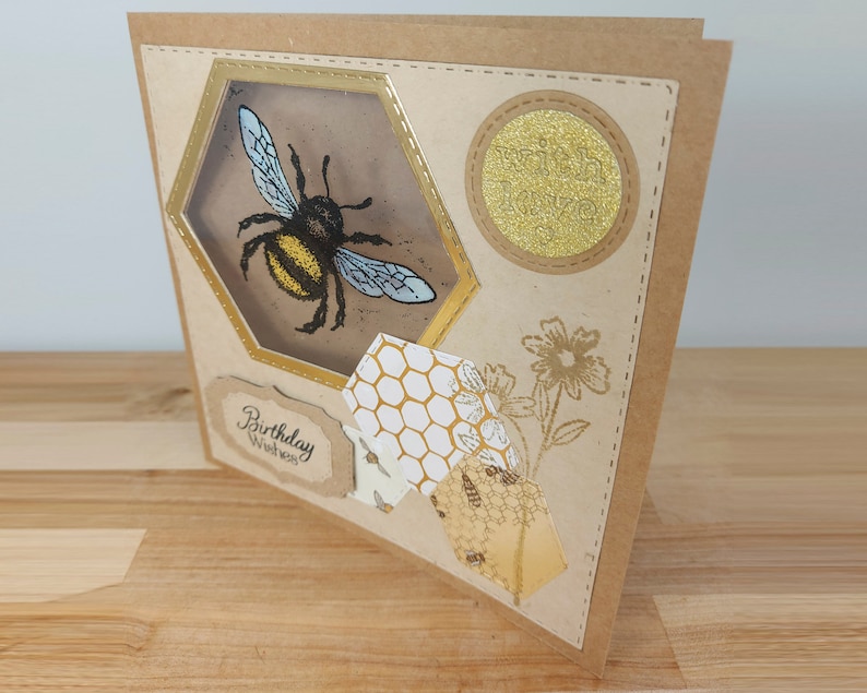 Bee Card Hand Painted Card Bumble Bee Birthday Card Birthday Card Handmade Birthday Card Bumble Bee Card Bee Birthday Card