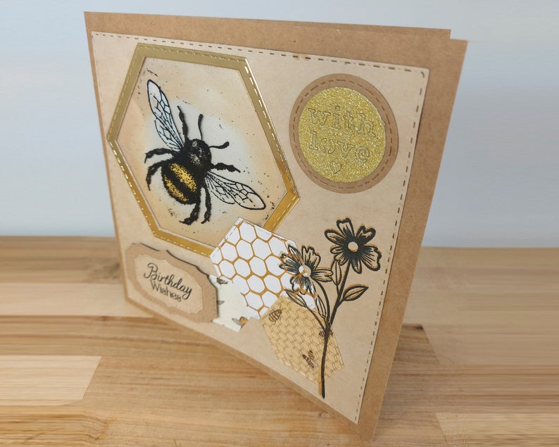 Bee Card Hand Painted Card Bumble Bee Birthday Card Birthday Card Handmade Birthday Card Bumble Bee Card Bee Birthday Card