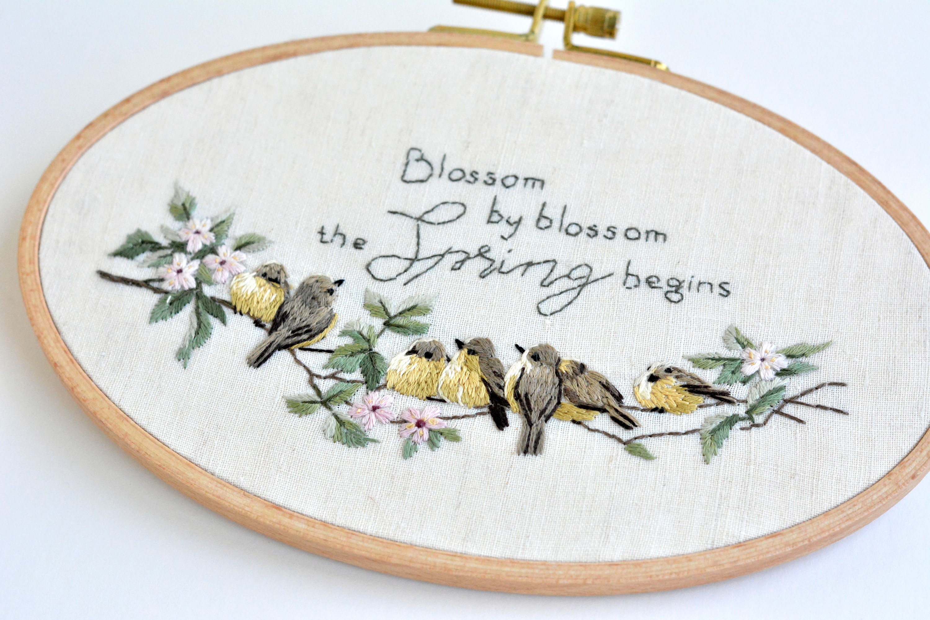 Embroidered hoops bird ornament.Hand embroidery art Etsy