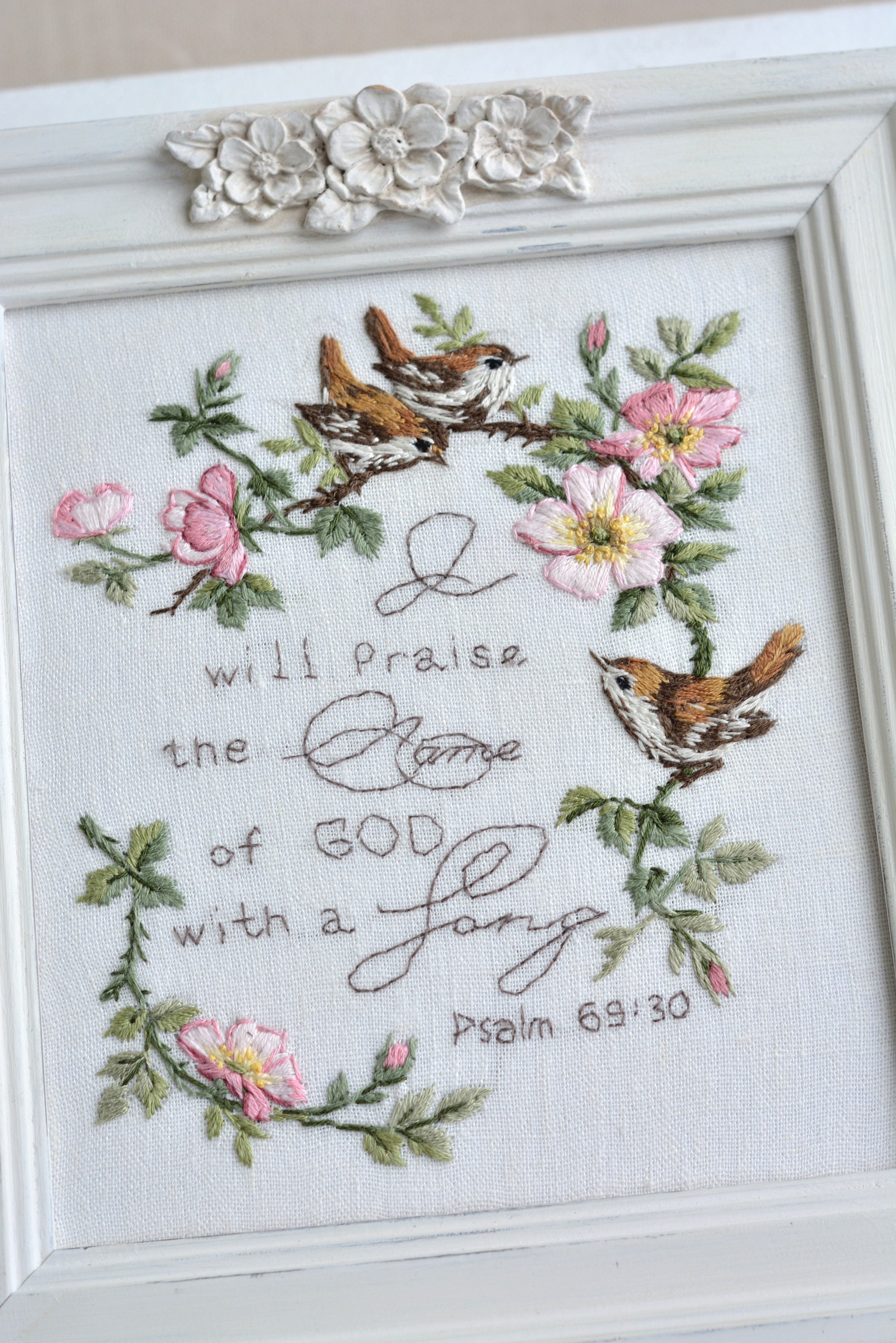 Christian embroidery finished embroidery with bible Etsy