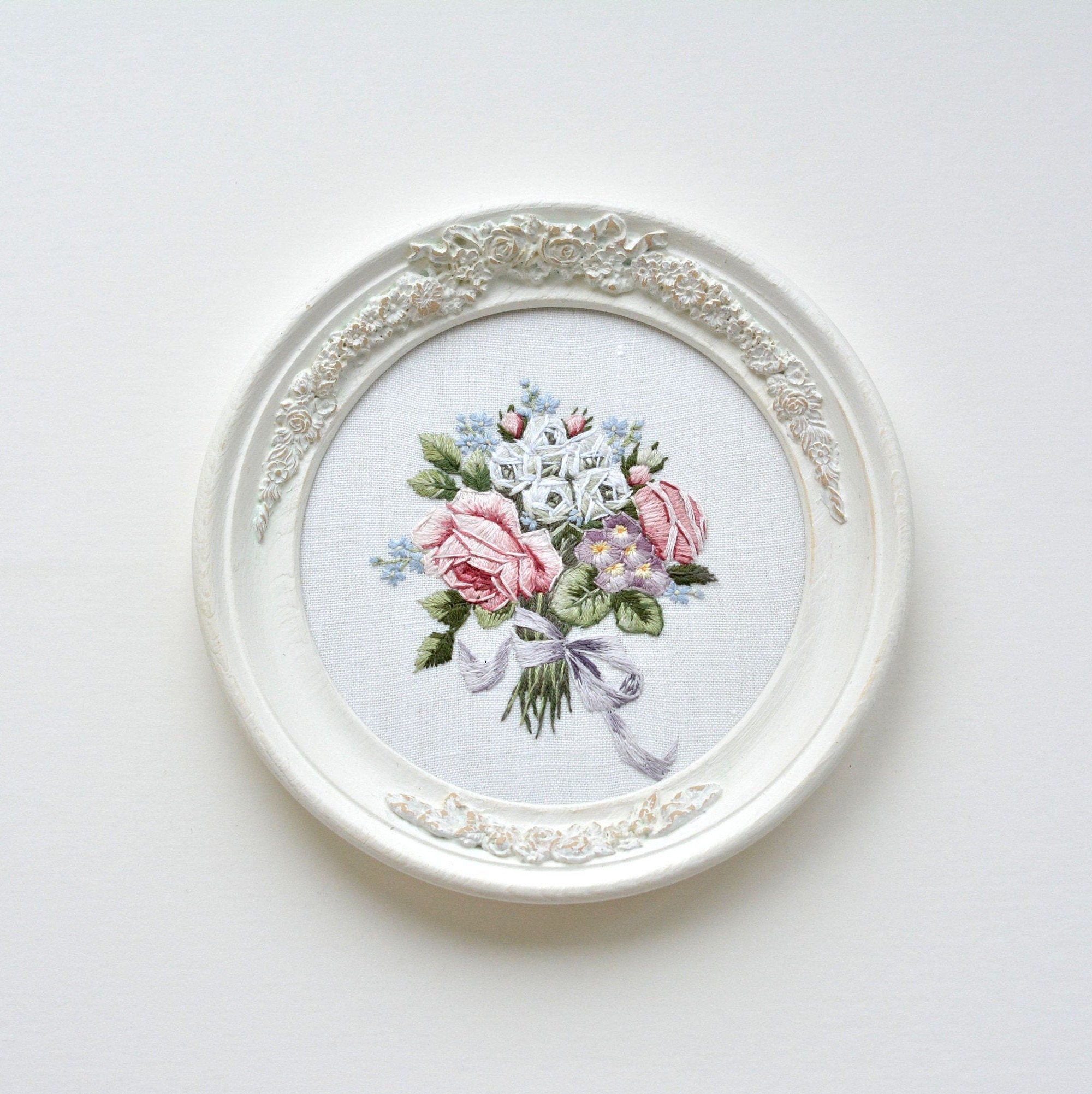 Floral embroidery Embroidery painting Hand embroidered art Etsy