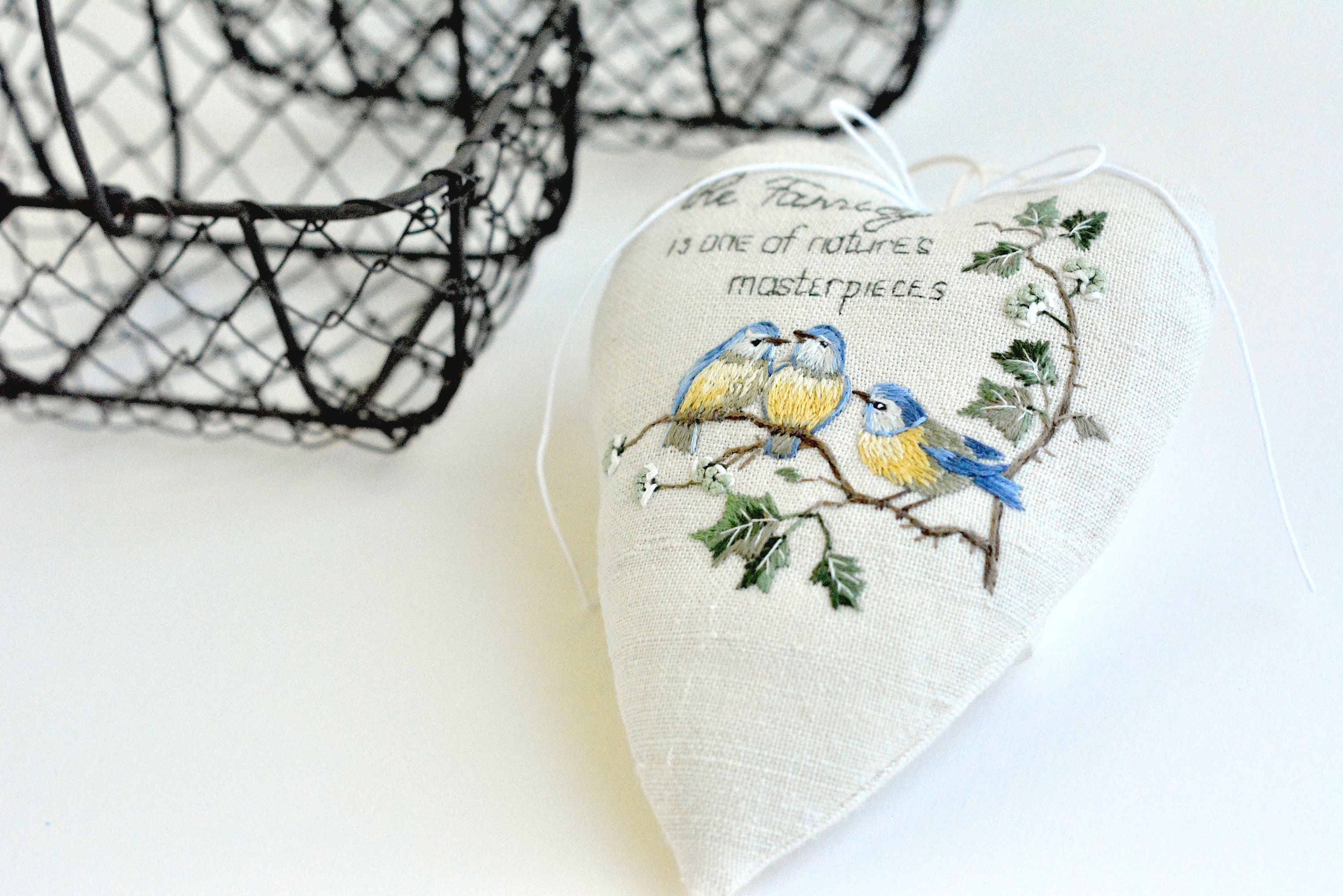 Heart With Roses And Bird Embroidery Heart With Roses And Bird Embroidery